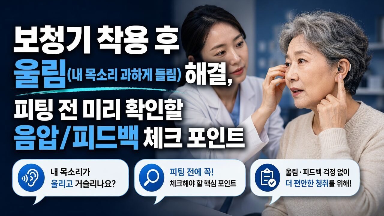 보청기 착용 후 울림(내 목소리 과하게 들림) 해결, 피팅 전 미리 확인할 음압/피드백 체크 포인트