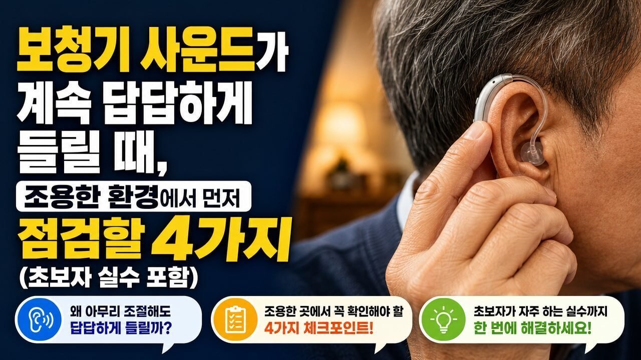 보청기 사운드가 계속 답답하게 들릴 때, 조용한 환경에서 먼저 점검할 4가지(초보자 실수 포함)
