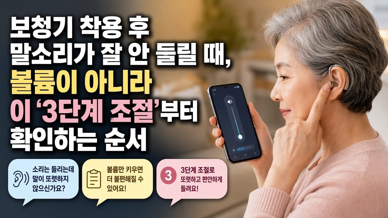 보청기 착용 후 말소리가 잘 안 들릴 때, 볼륨이 아니라 이 ‘3단계 조절’부터 확인하는 순서