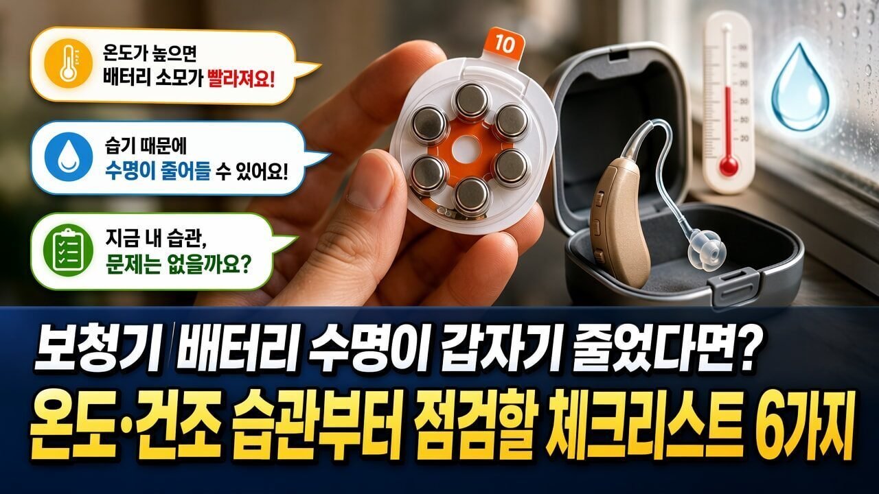 보청기 배터리 수명이 갑자기 줄었다면? 온도·건조 습관부터 점검할 체크리스트 6가지