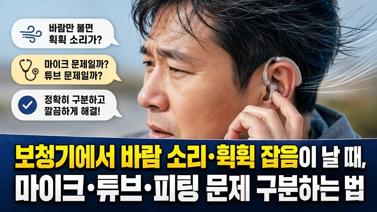 보청기에서 바람 소리·휙휙 잡음이 날 때, 마이크·튜브·피팅 문제 구분하는 법