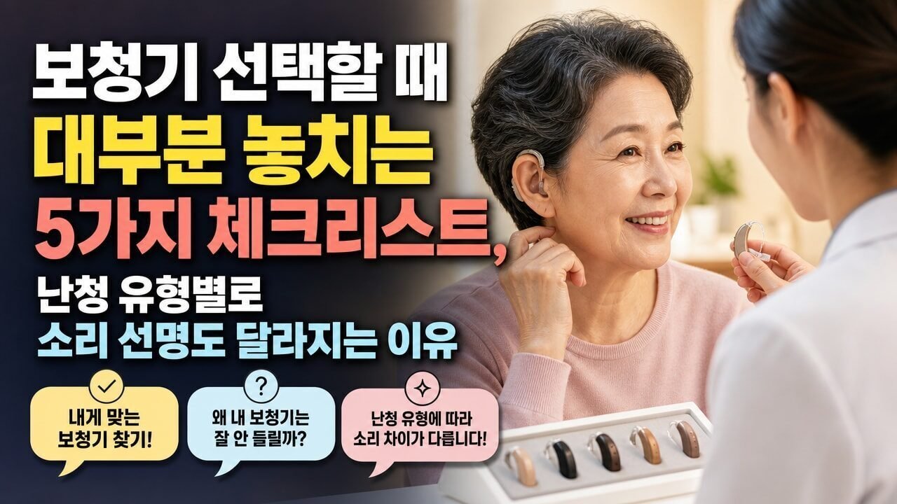 보청기 선택할 때 대부분 놓치는 5가지 체크리스트, 난청 유형별로 소리 선명도 달라지는 이유